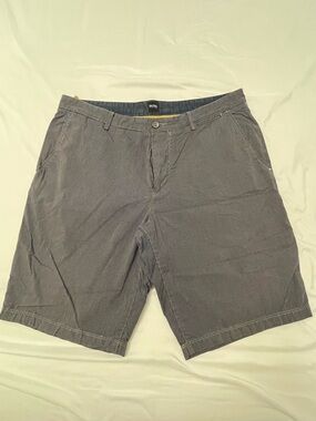 Boss Men's Gray Flat-Front Cotton Blend Shorts